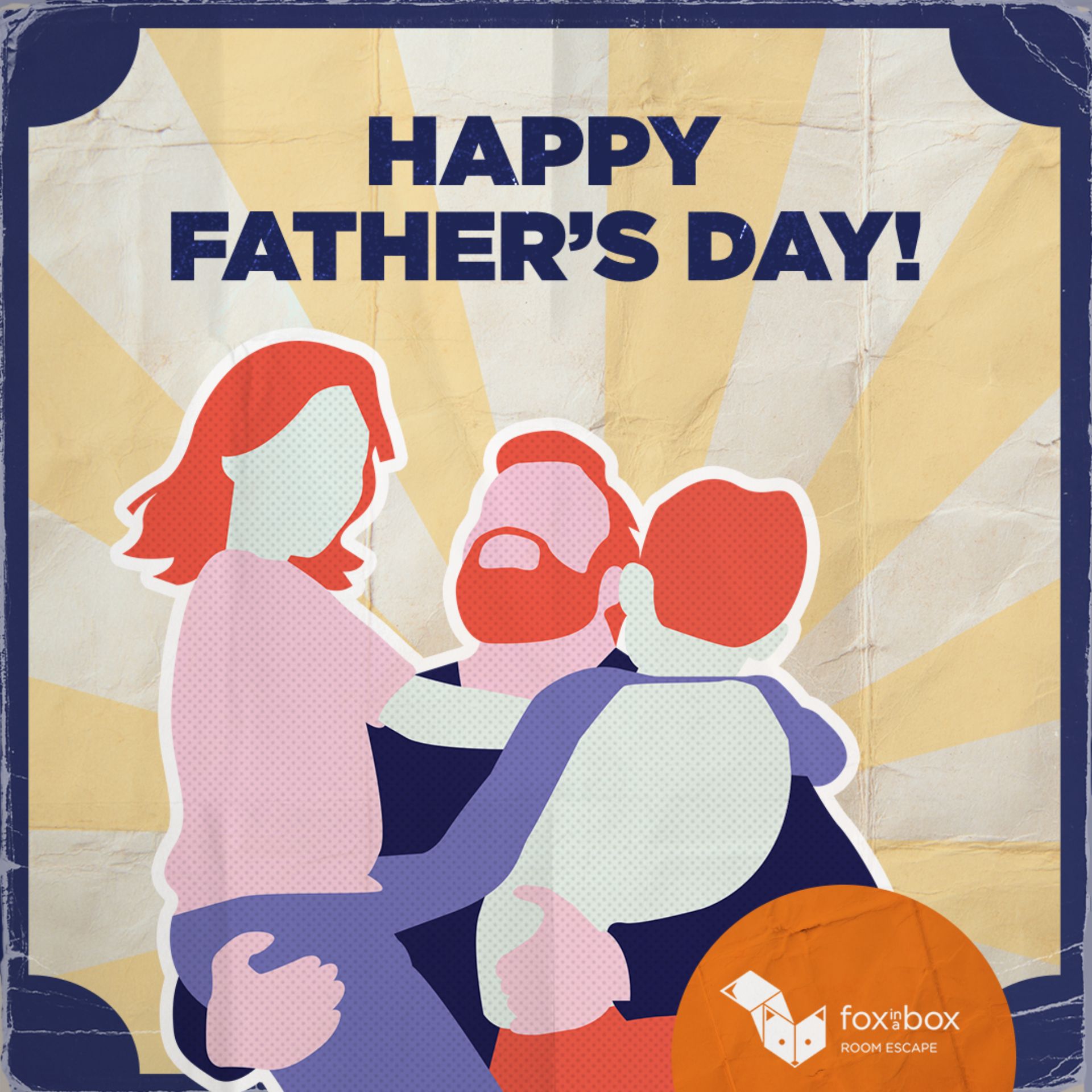 Father’s Day promotional banner for Fox in a Box Hong Kong, featuring a father and child enjoying a joyful moment together.