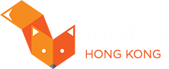 Fox in a Box Hong Kong white logo featuring a stylized fox head icon.